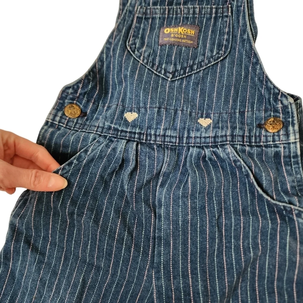 OSHKOSH B'GOSH x VINTAGE sanforized vestbak overalls in dark wash‎ denim hearts